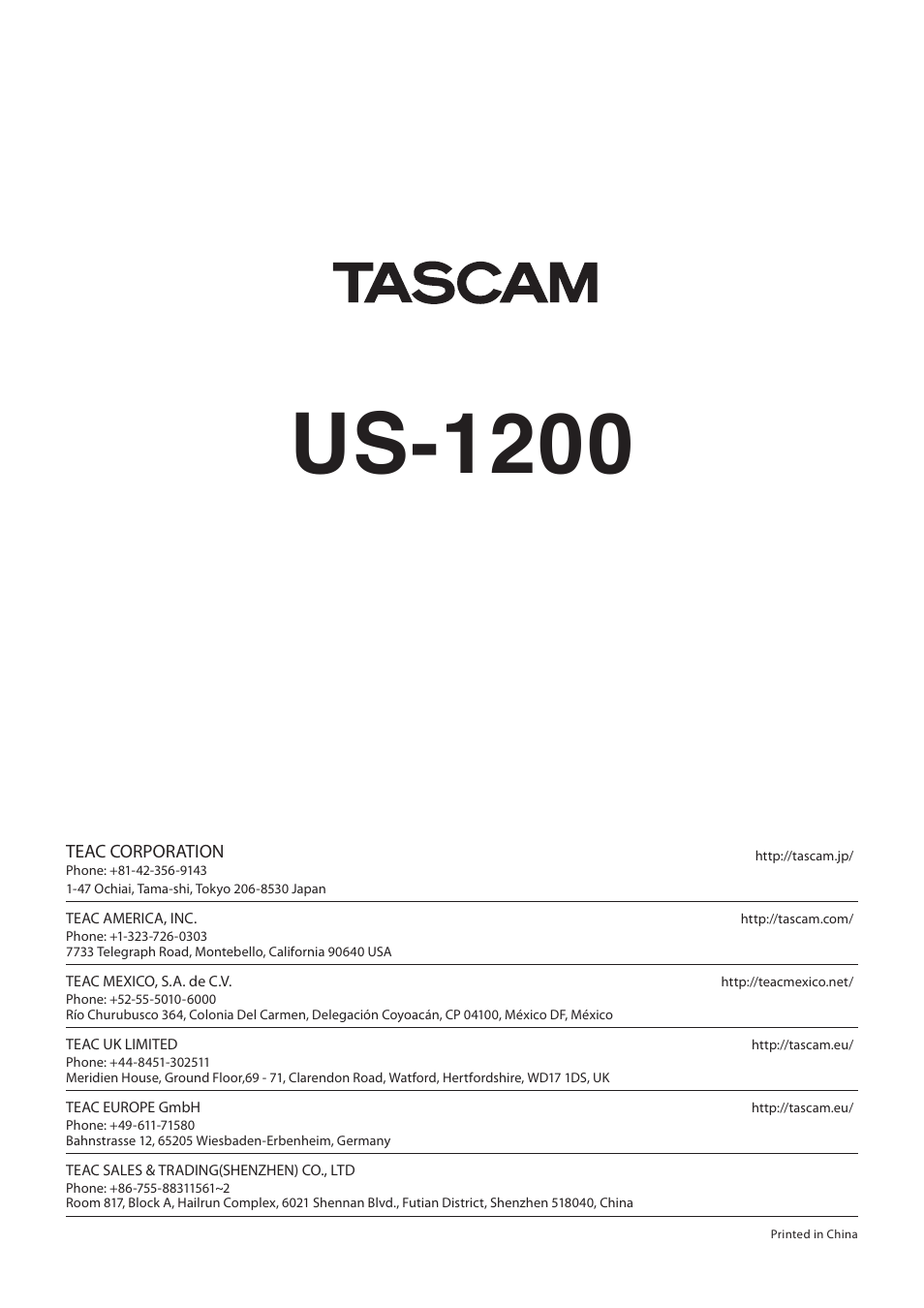 Us-1200 | Teac US-1200 User Manual | Page 36 / 36