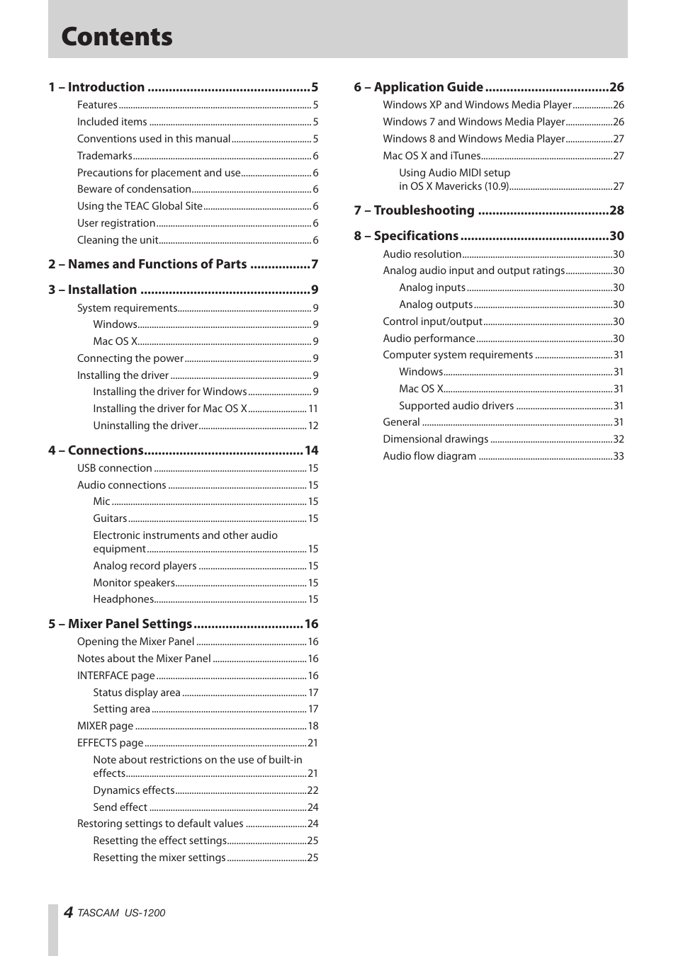 Teac US-1200 User Manual | Page 4 / 36