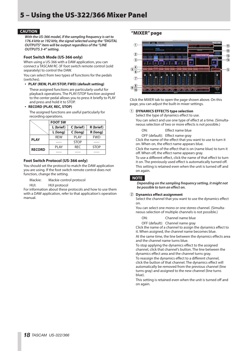 Mixer” page | Teac US-322 User Manual | Page 18 / 35