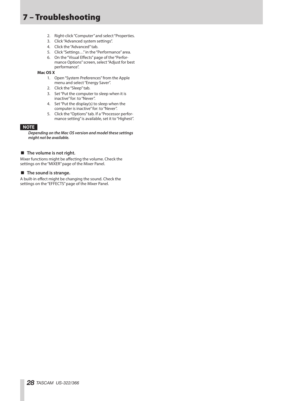 7 – troubleshooting | Teac US-322 User Manual | Page 28 / 35