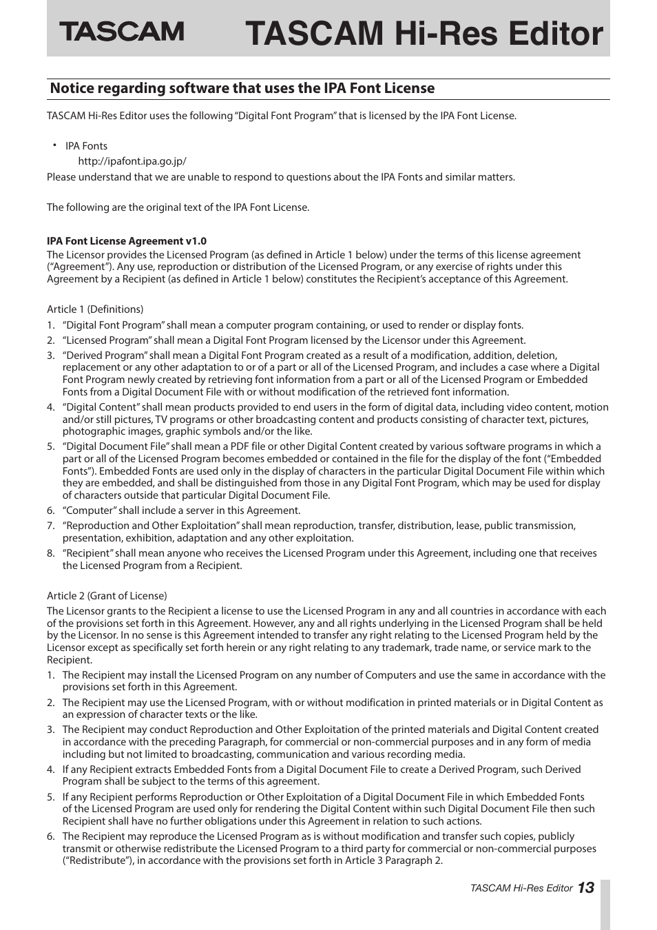 Tascam hi-res editor | Teac Hi-Res Editor User Manual | Page 13 / 14