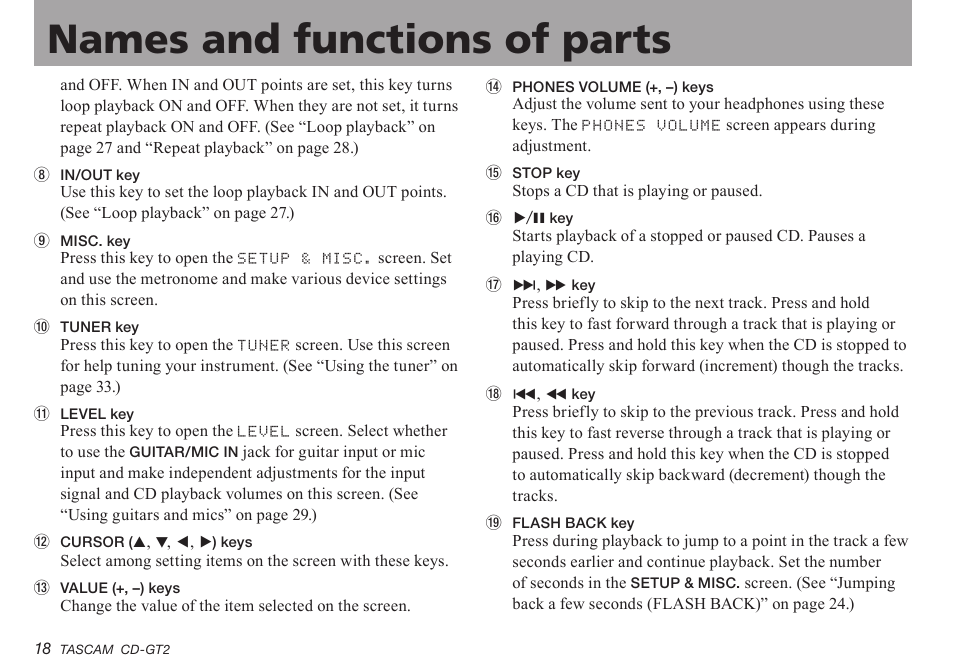 Teac CD-GT2 User Manual | Page 18 / 44