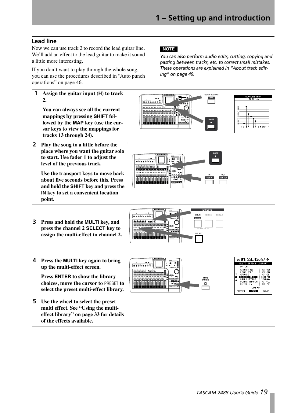 Lead line, 1 – setting up and introduction | Teac 2488 User Manual | Page 19 / 92