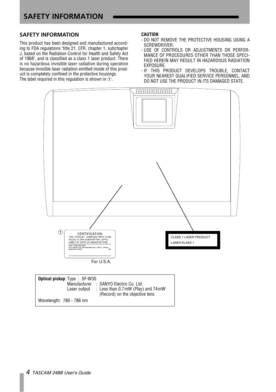 Safety information | Teac 2488 User Manual | Page 4 / 92