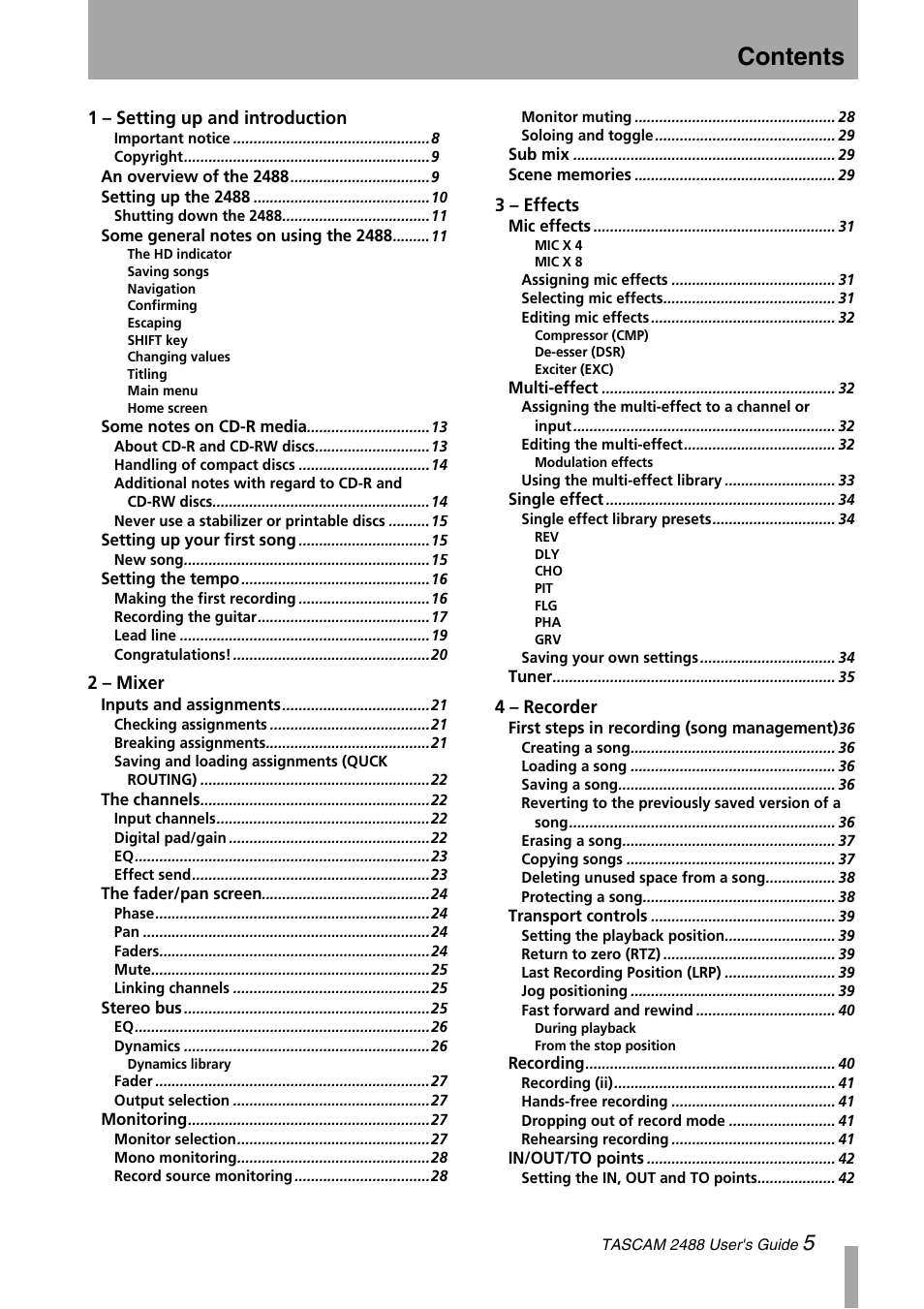 Teac 2488 User Manual | Page 5 / 92