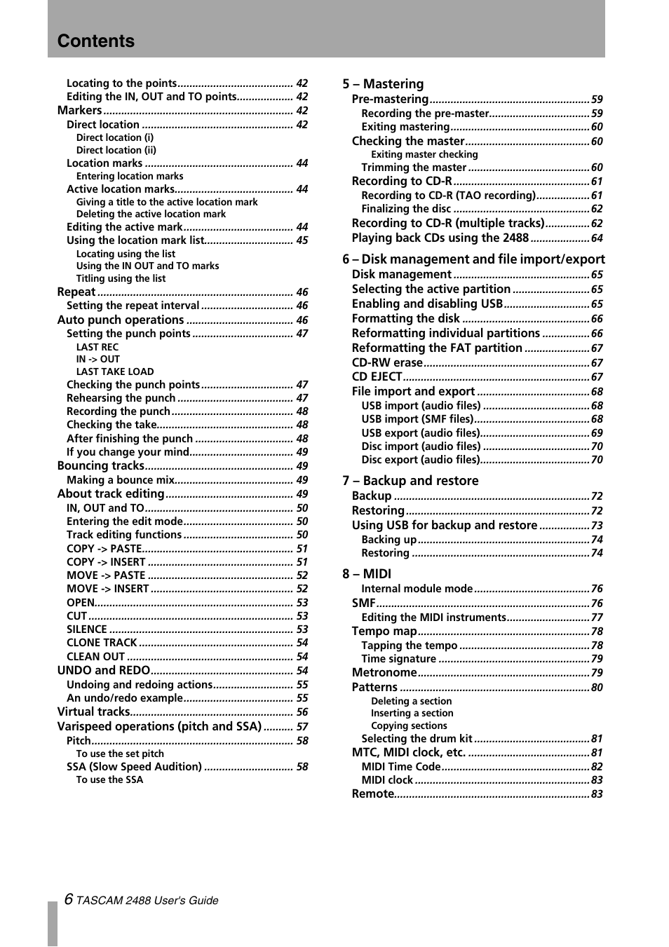 Teac 2488 User Manual | Page 6 / 92