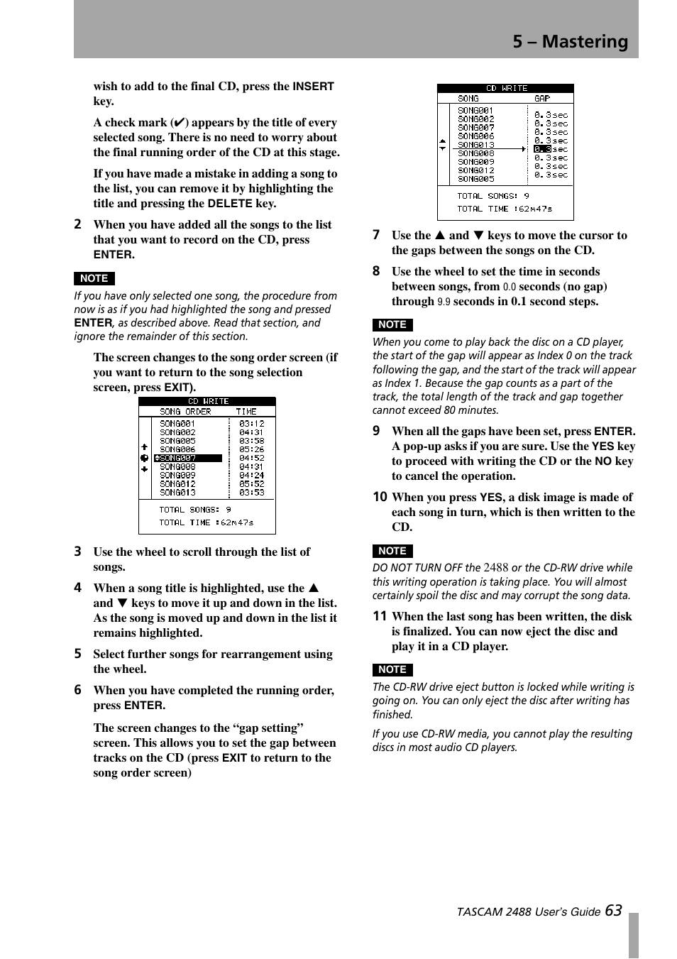 5 – mastering | Teac 2488 User Manual | Page 63 / 92