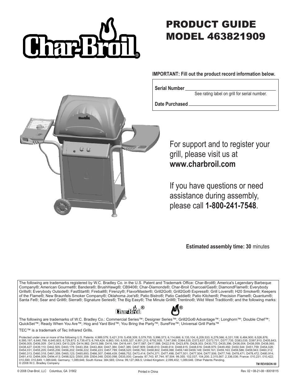 Char-Broil 463821909 User Manual | 28 pages