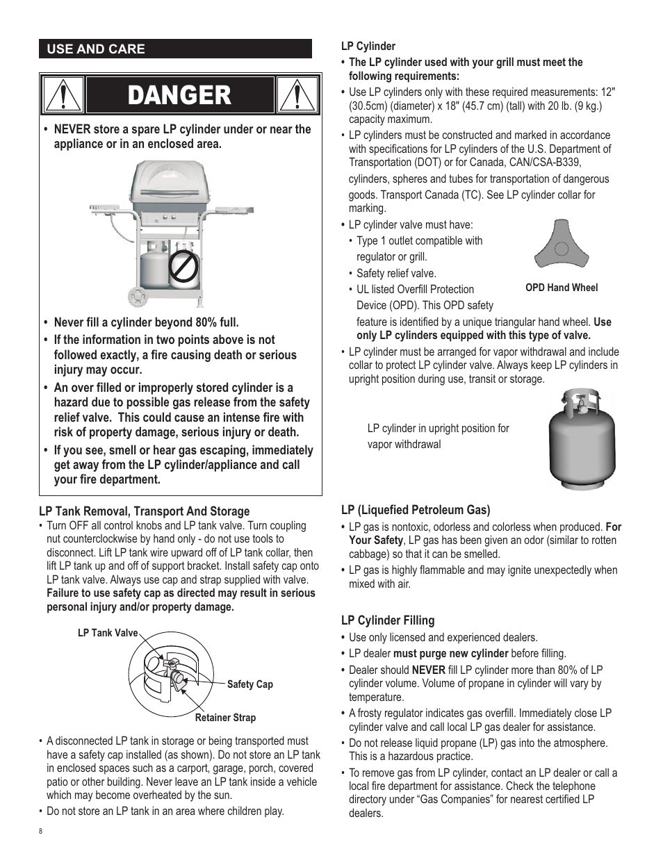 Danger | Char-Broil 463821909 User Manual | Page 8 / 28