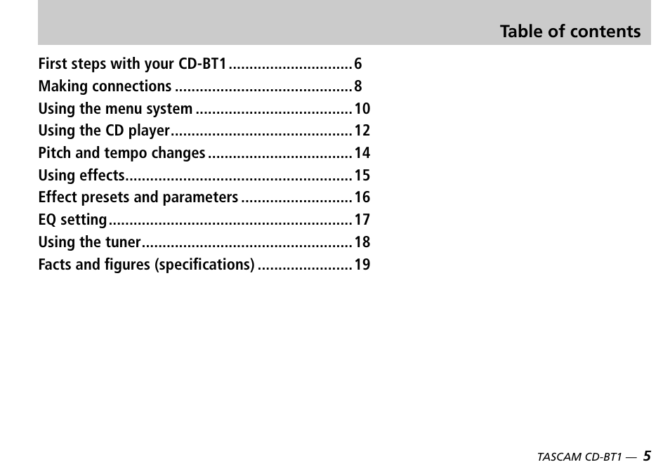 Teac CD-BT1 User Manual | Page 5 / 20