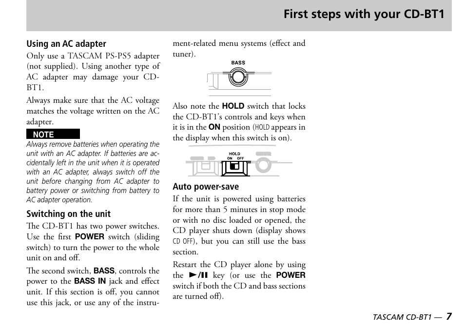 First steps with your cd-bt1 | Teac CD-BT1 User Manual | Page 7 / 20