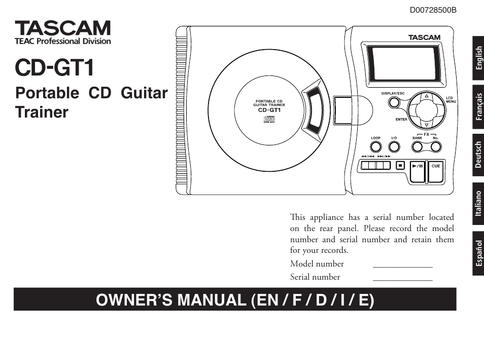 Teac CD-GT1 User Manual | 68 pages