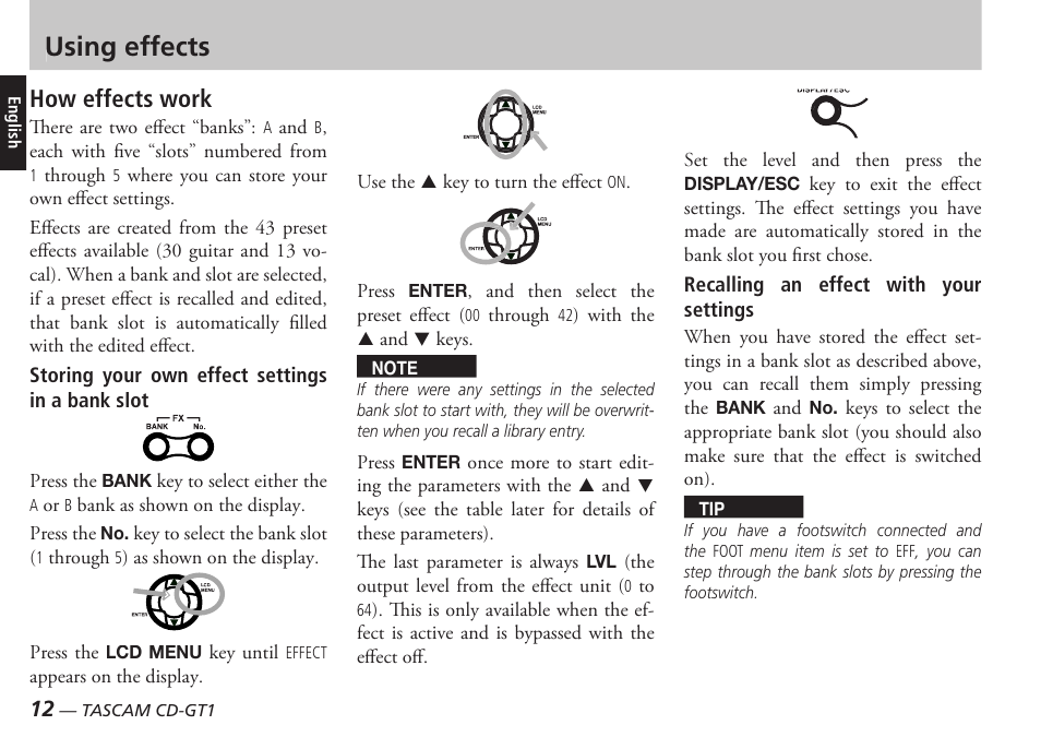 Using effects, How effects work | Teac CD-GT1 User Manual | Page 12 / 68