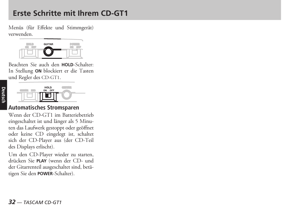 Erste schritte mit ihrem cd-gt1 | Teac CD-GT1 User Manual | Page 32 / 68