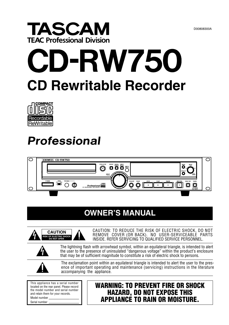 Teac CD-RW750 User Manual | 30 pages