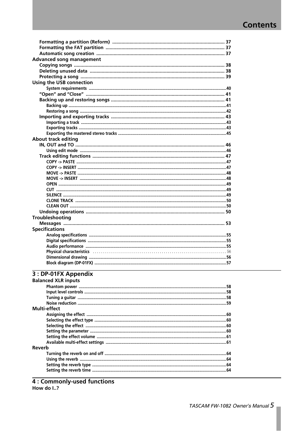 Teac DP-01 Series Owners Manual User Manual | Page 5 / 68