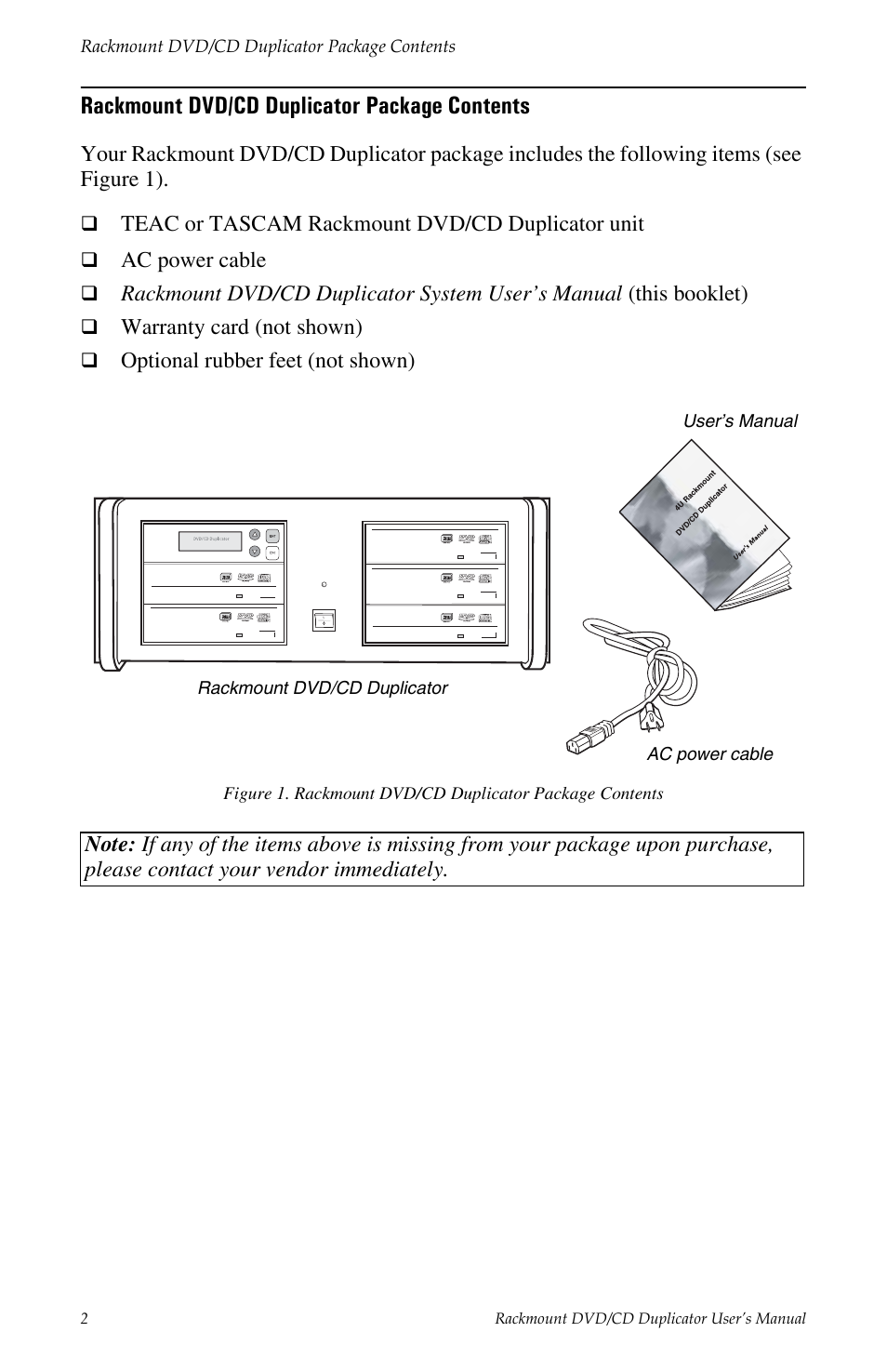 Rackmount dvd/cd duplicator package contents | Teac DV-W14R User Manual | Page 10 / 48