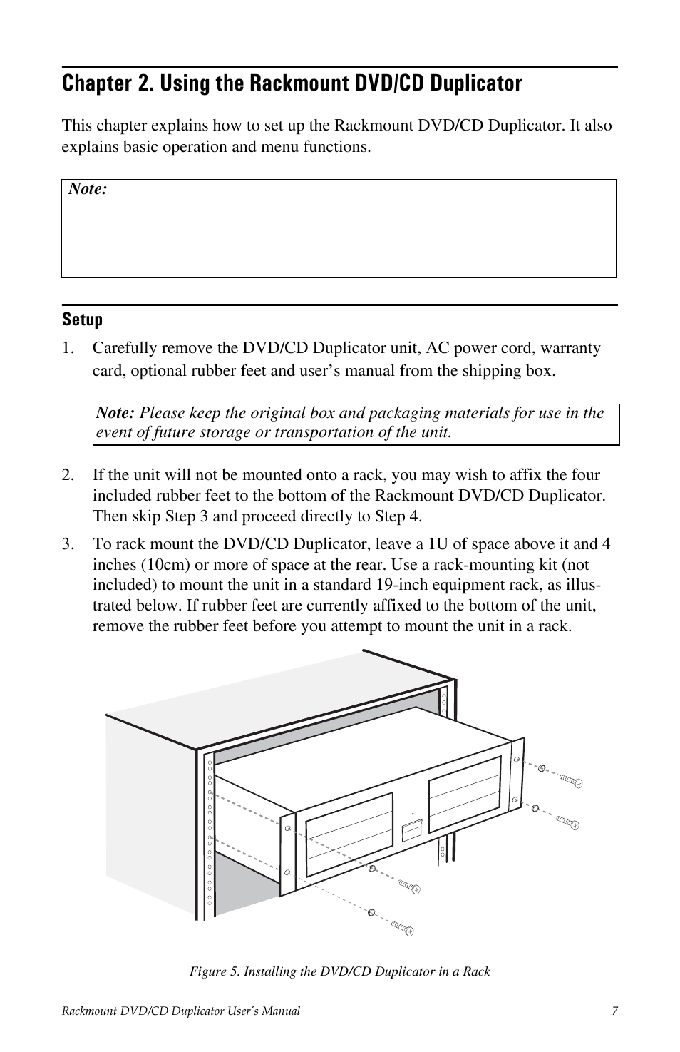 Chapter 2. using the rackmount dvd/cd duplicator, Setup | Teac DV-W14R User Manual | Page 15 / 48