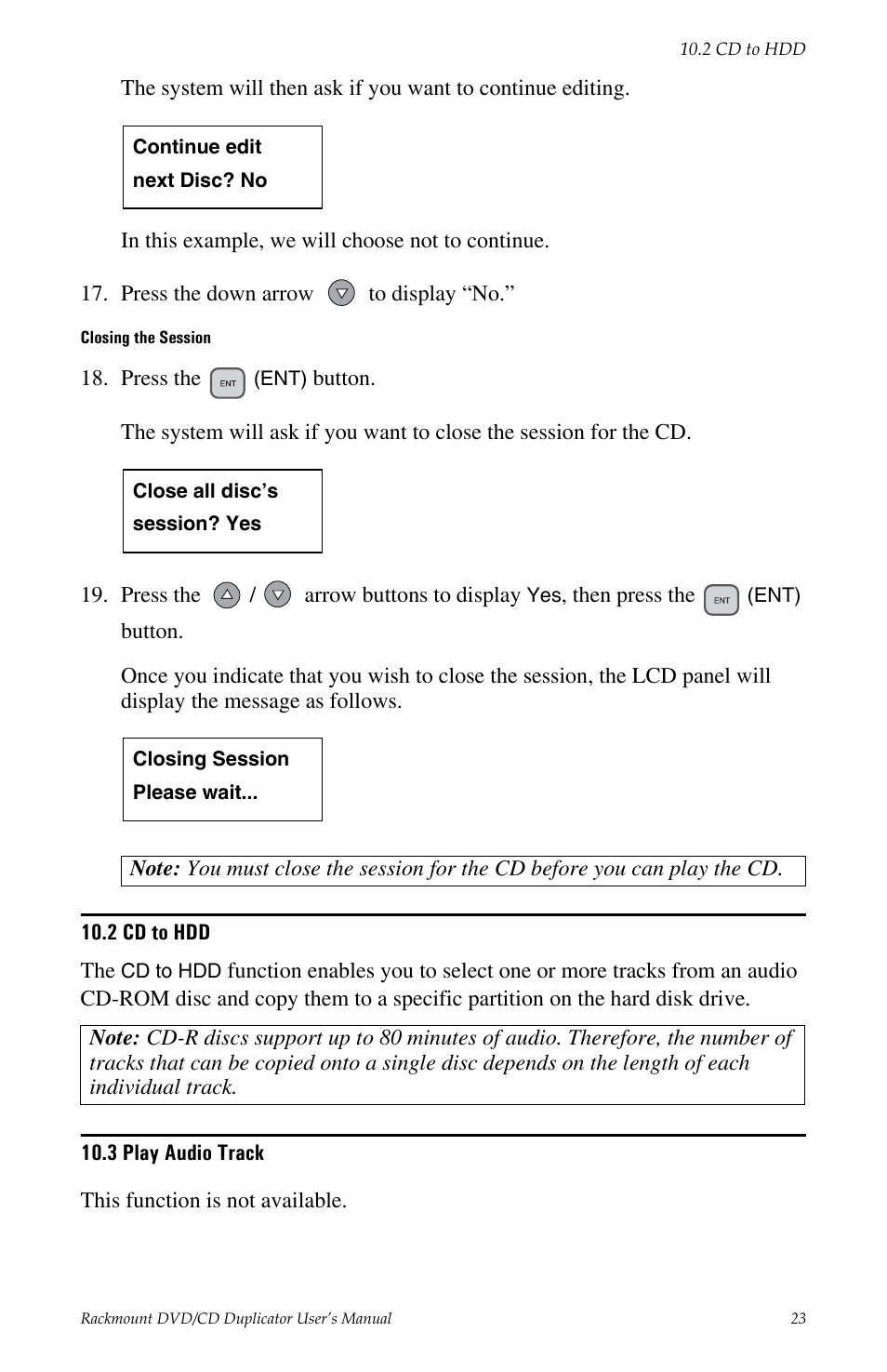 2 cd to hdd 10.3 play audio track | Teac DV-W14R User Manual | Page 31 / 48