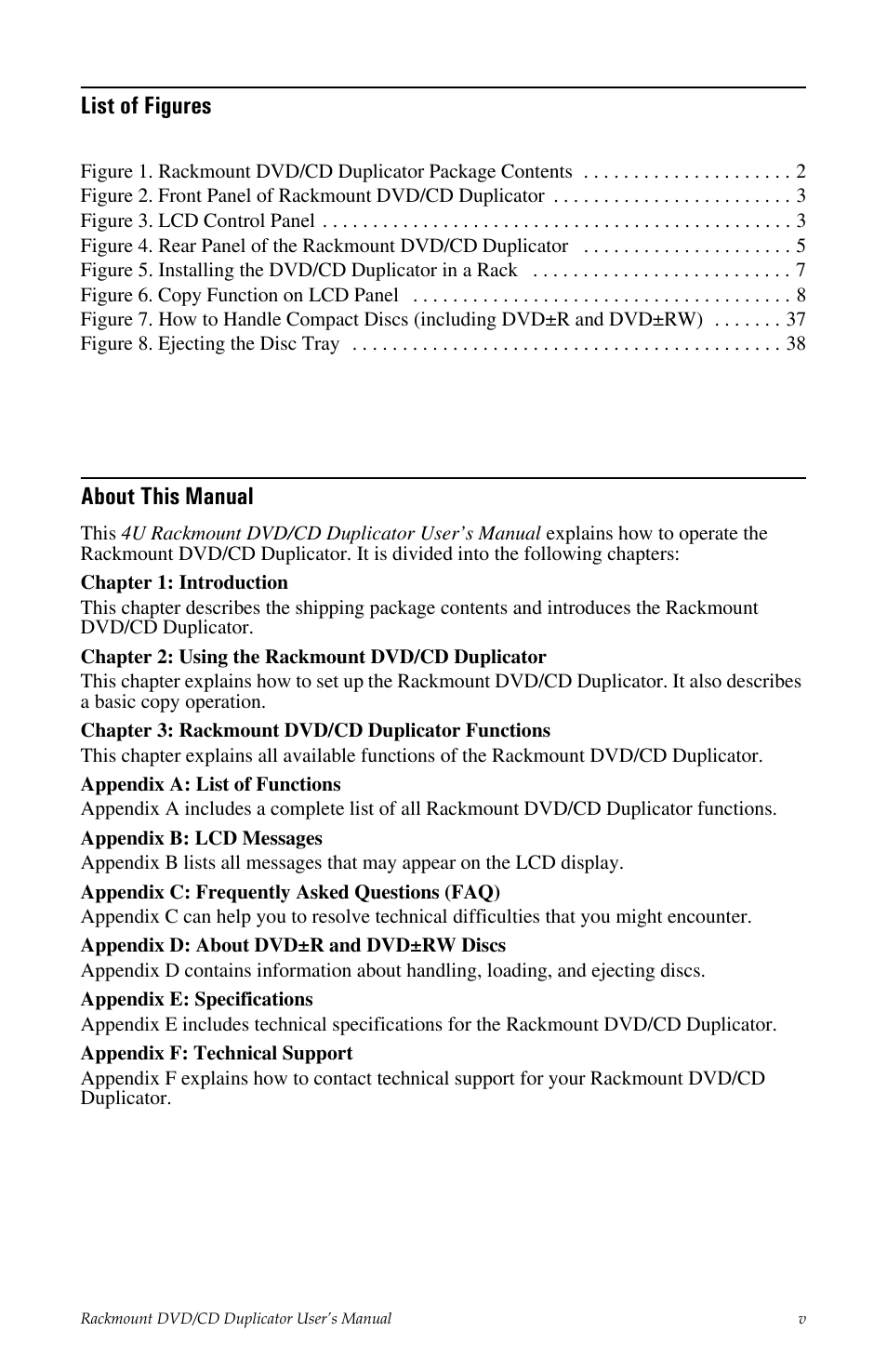 List of figures, About this manual | Teac DV-W14R User Manual | Page 7 / 48