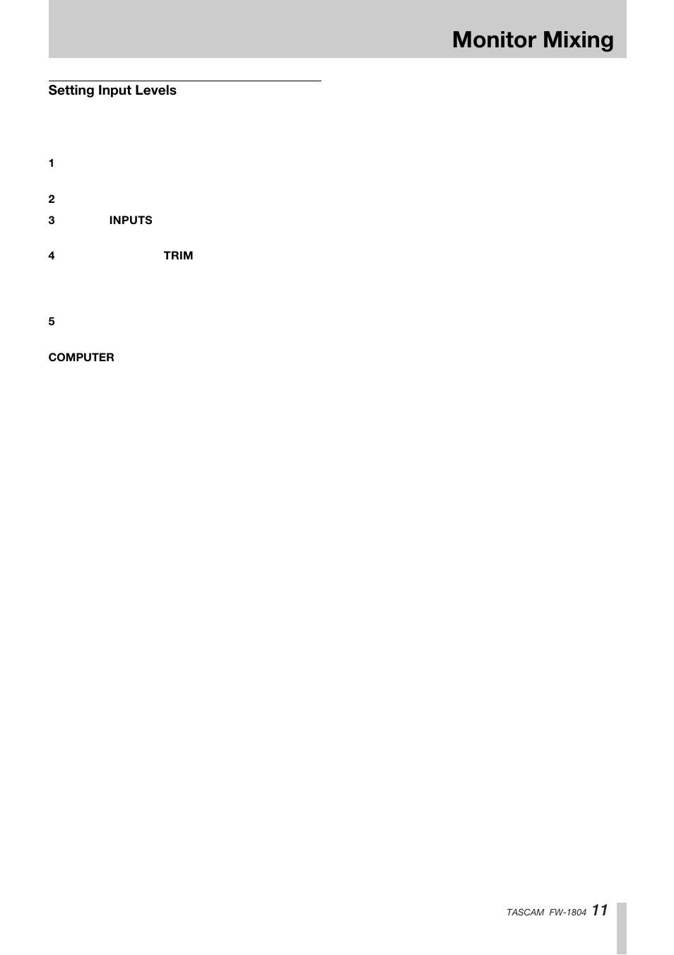 Monitor mixing | Teac FW-1804 User Manual | Page 11 / 20