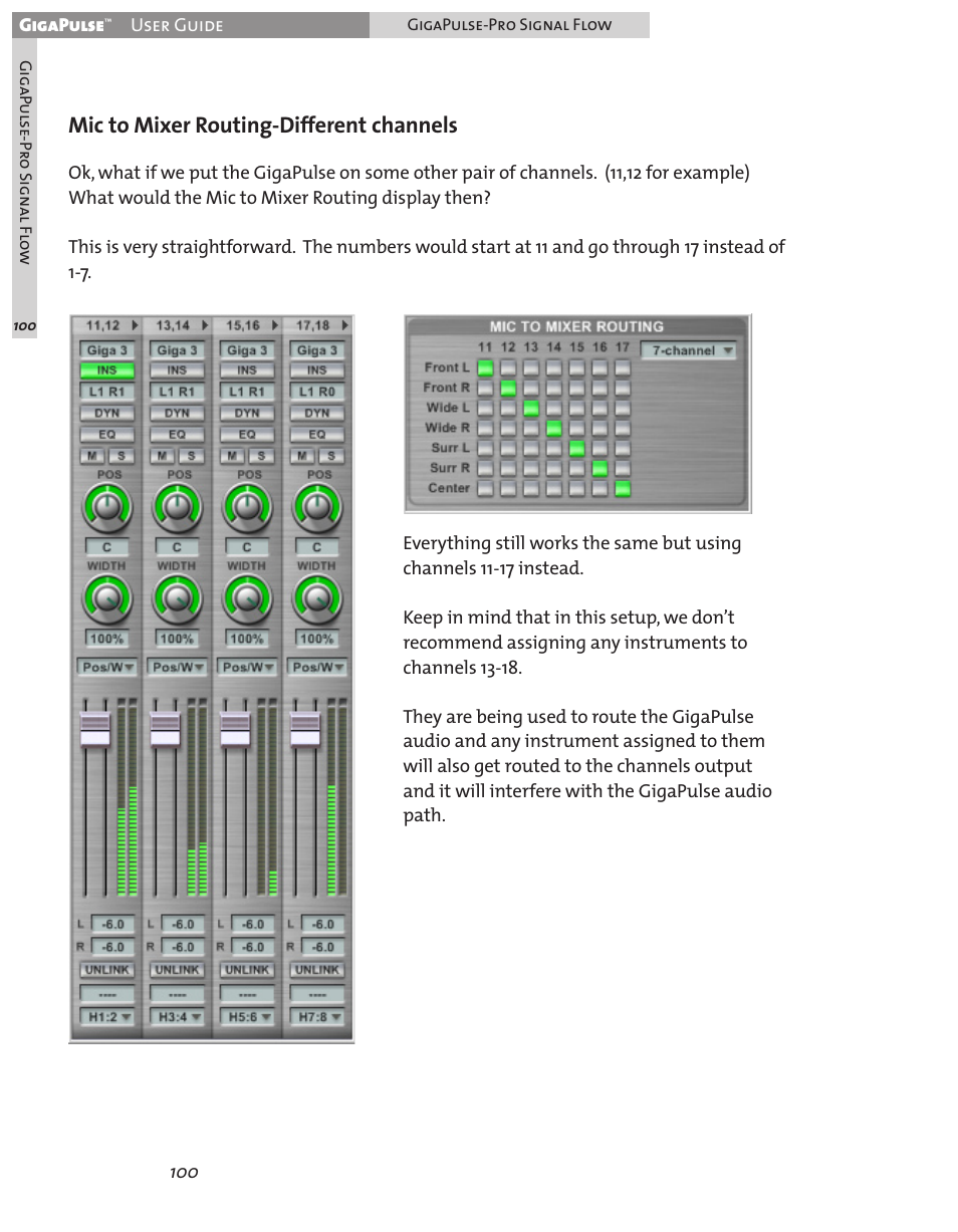 Mic to mixer routing-different channels | Teac GigaPulse User Manual | Page 100 / 191