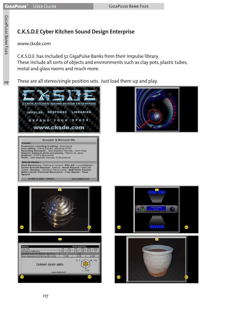 C.k.s.d.e cyber kitchen sound design enterprise | Teac GigaPulse User Manual | Page 117 / 191