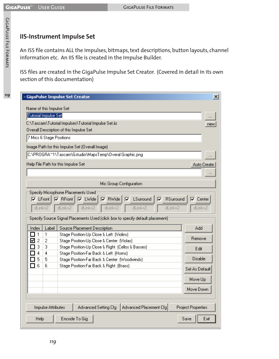 Iis-instrument impulse set | Teac GigaPulse User Manual | Page 119 / 191