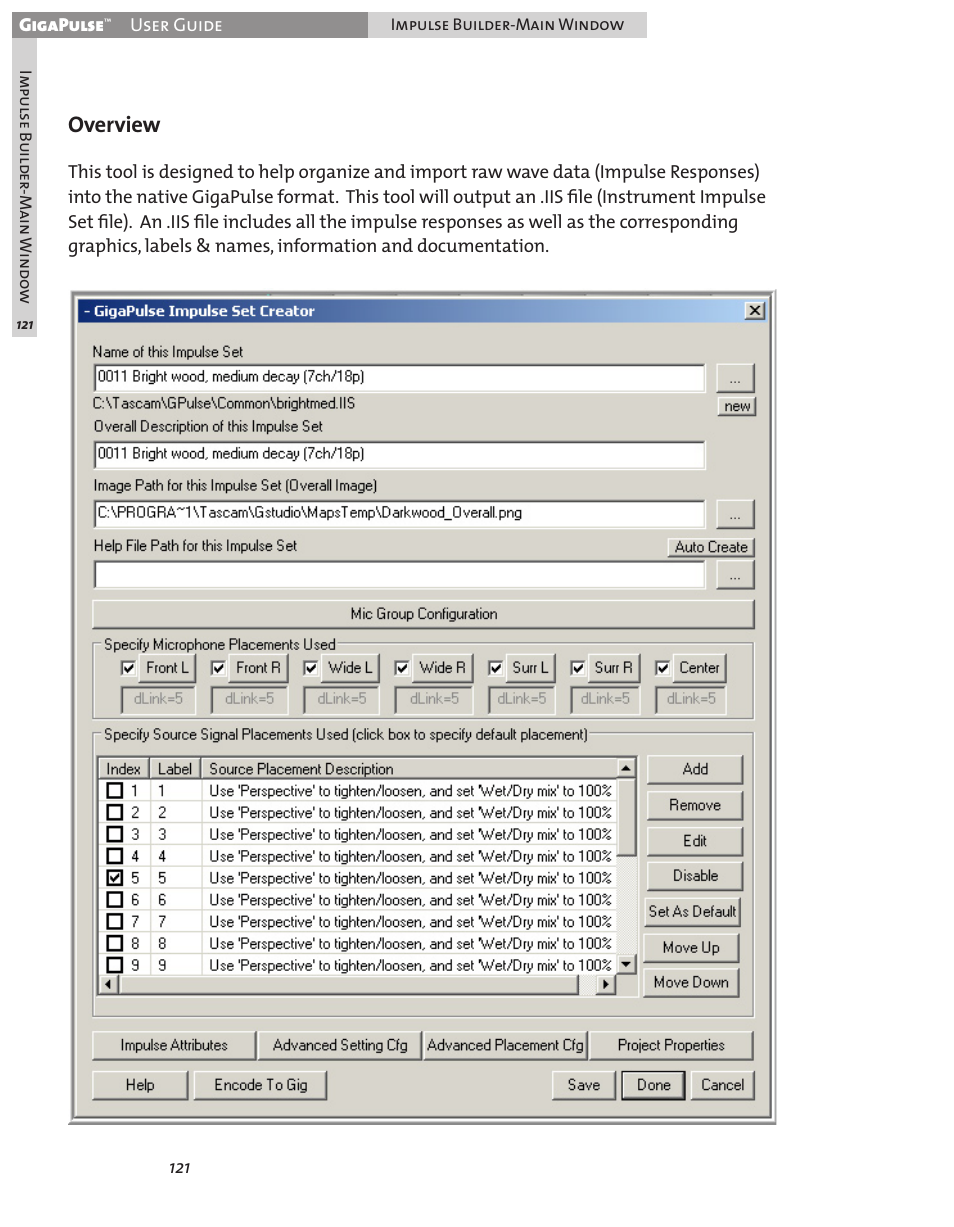 Overview | Teac GigaPulse User Manual | Page 121 / 191