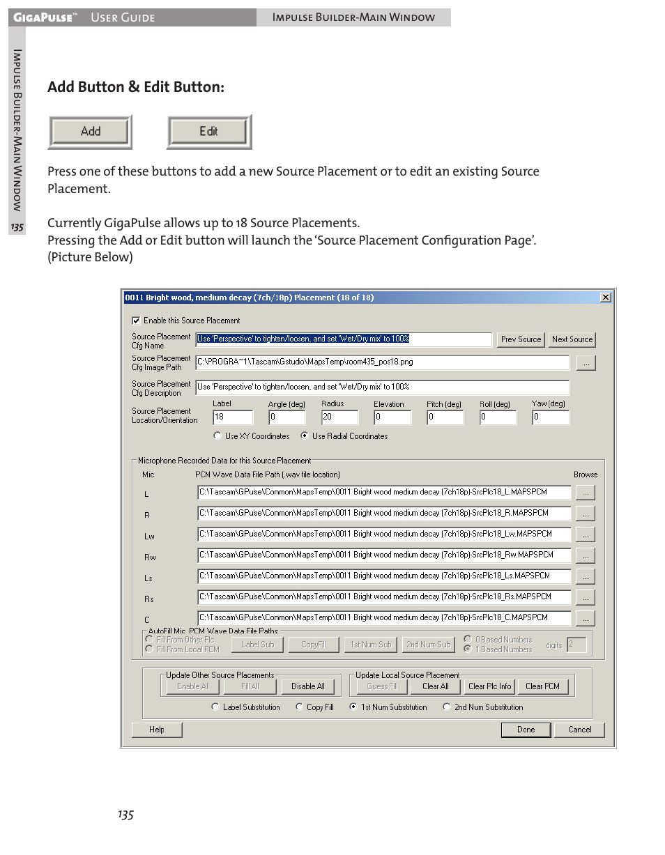 Add button & edit button | Teac GigaPulse User Manual | Page 135 / 191