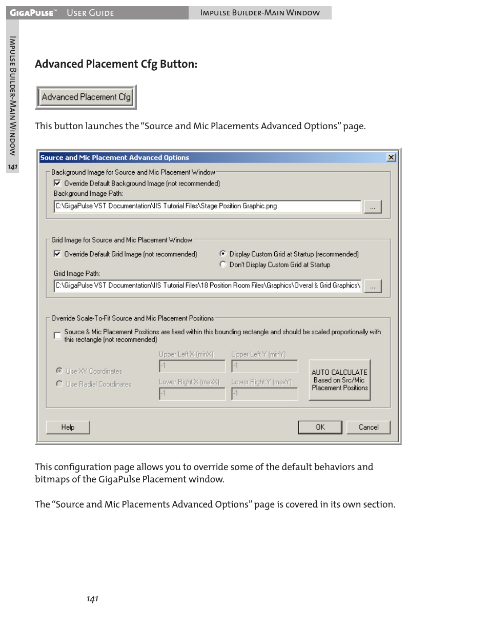 Advanced placement cfg button | Teac GigaPulse User Manual | Page 141 / 191