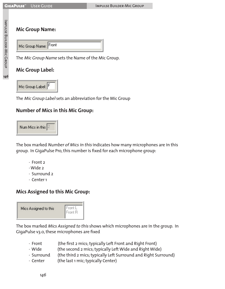 Mics assigned to this mic group | Teac GigaPulse User Manual | Page 146 / 191
