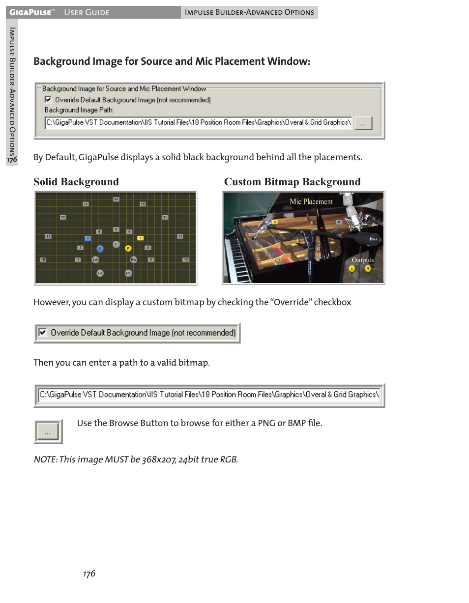 Solid background custom bitmap background | Teac GigaPulse User Manual | Page 176 / 191