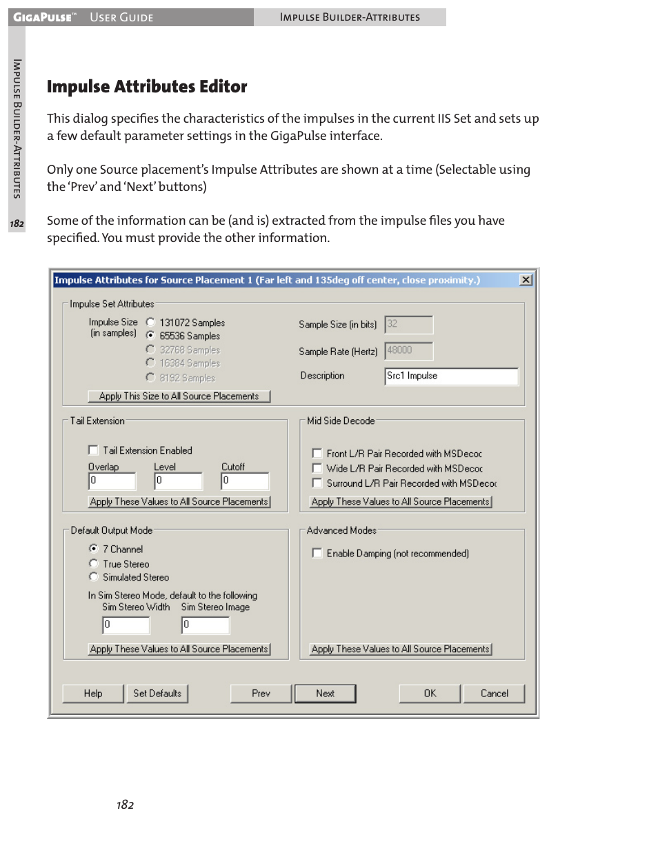 Impulse attributes editor | Teac GigaPulse User Manual | Page 182 / 191