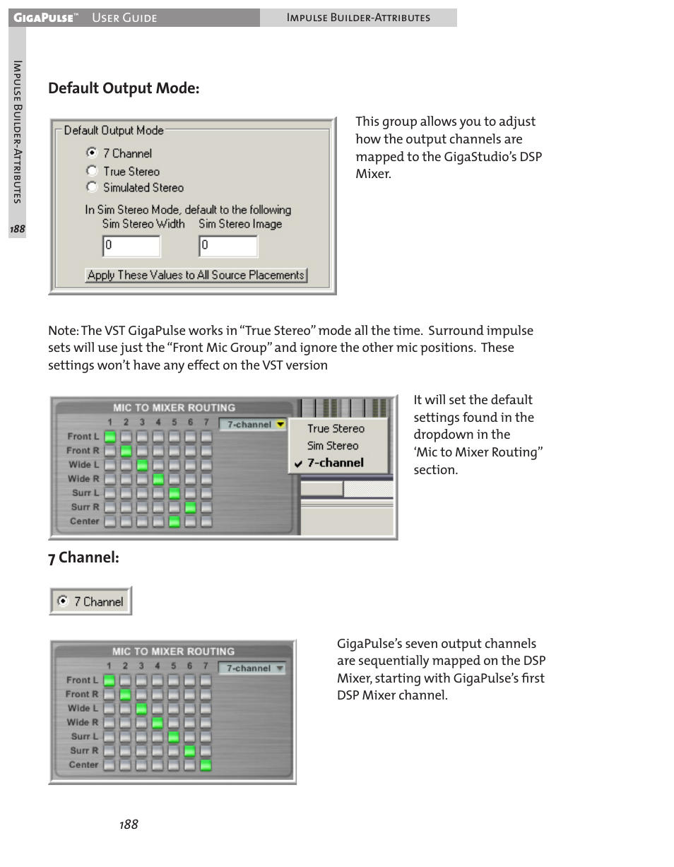 Default output mode, 7 channel | Teac GigaPulse User Manual | Page 188 / 191