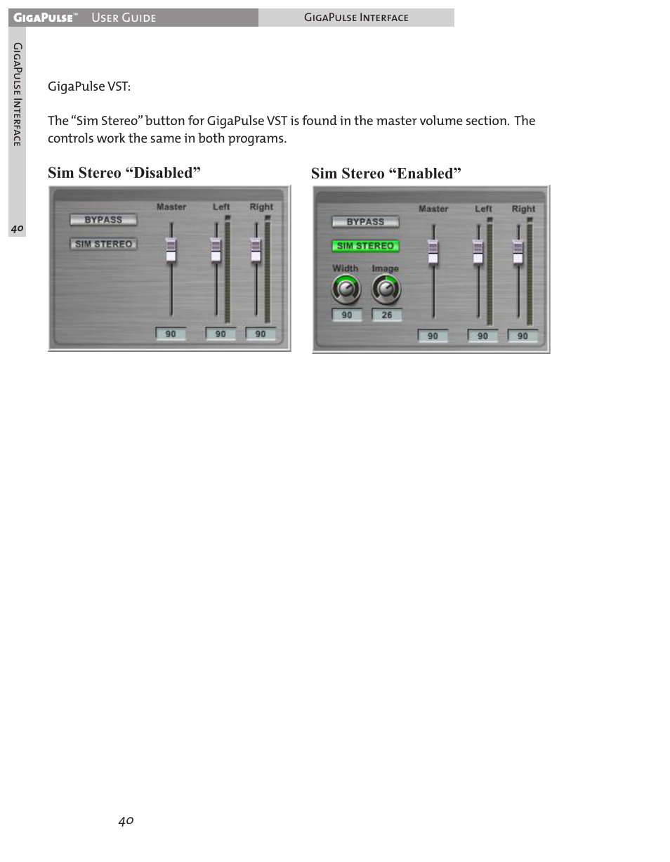 Sim stereo “disabled” sim stereo “enabled | Teac GigaPulse User Manual | Page 40 / 191