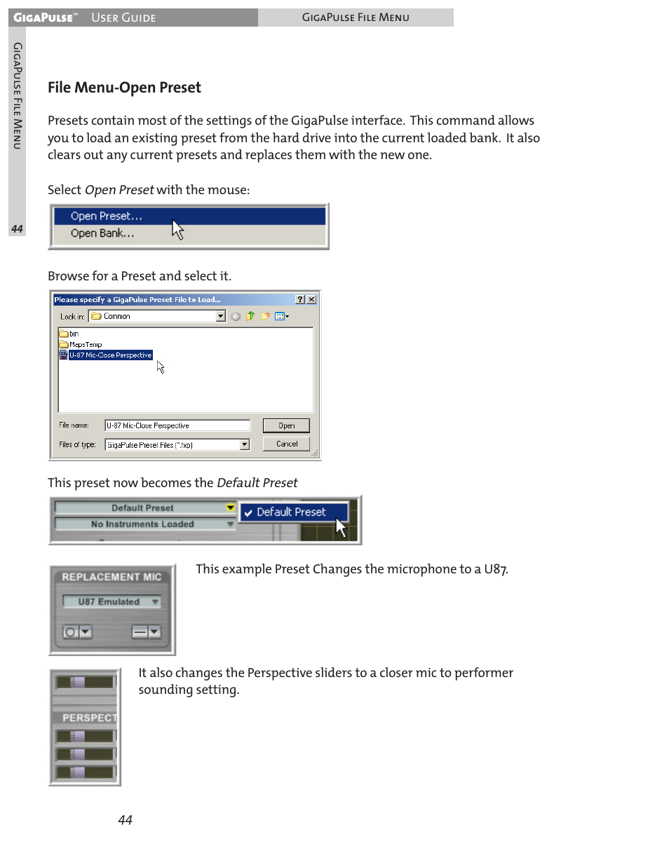 File menu-open preset | Teac GigaPulse User Manual | Page 44 / 191