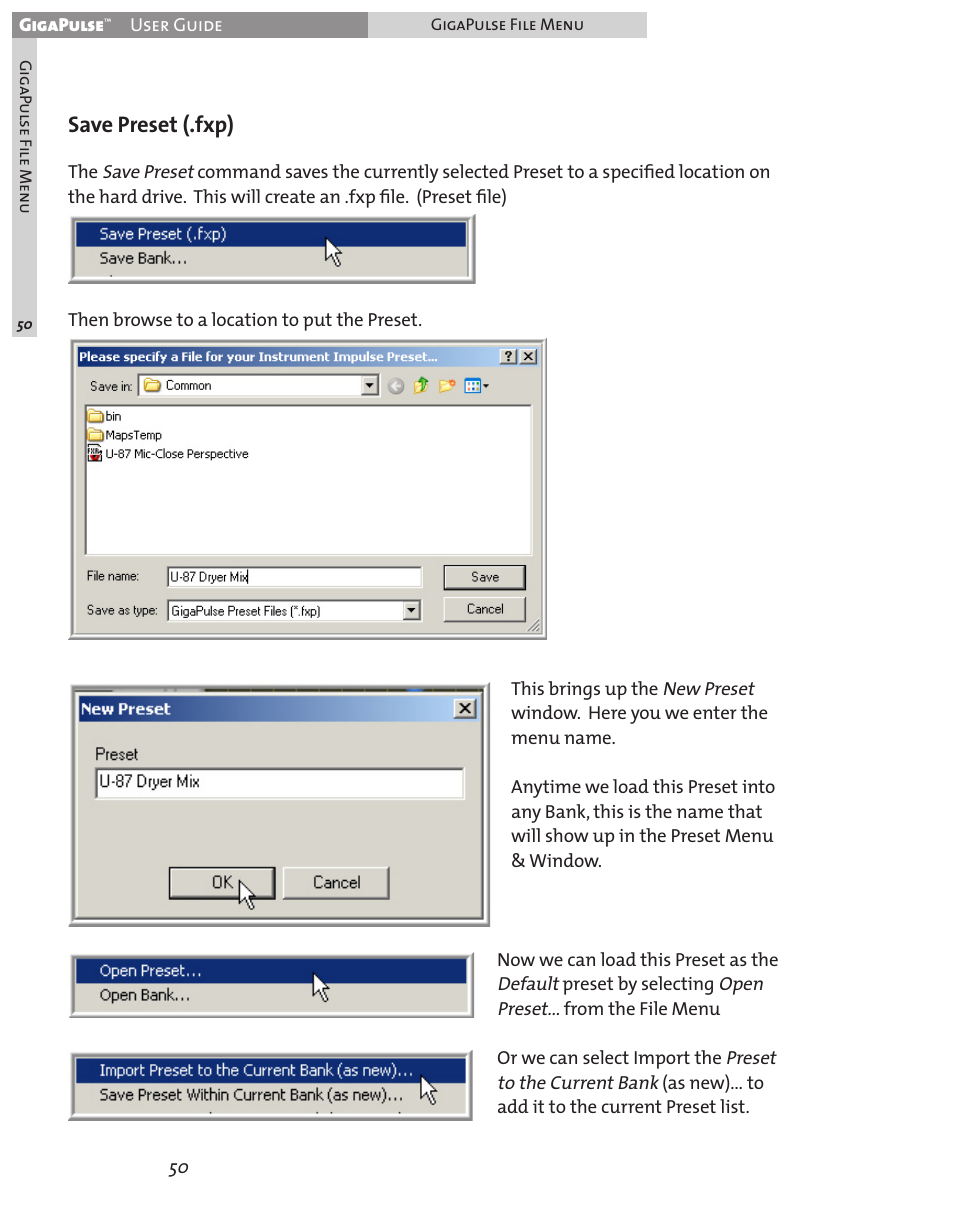 Save preset (.fxp) | Teac GigaPulse User Manual | Page 50 / 191