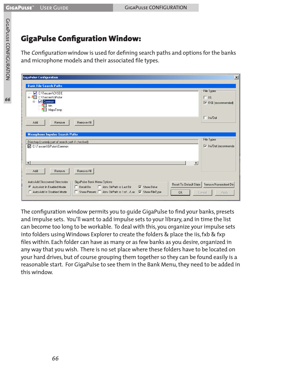 Gigapulse conﬁguration window | Teac GigaPulse User Manual | Page 66 / 191