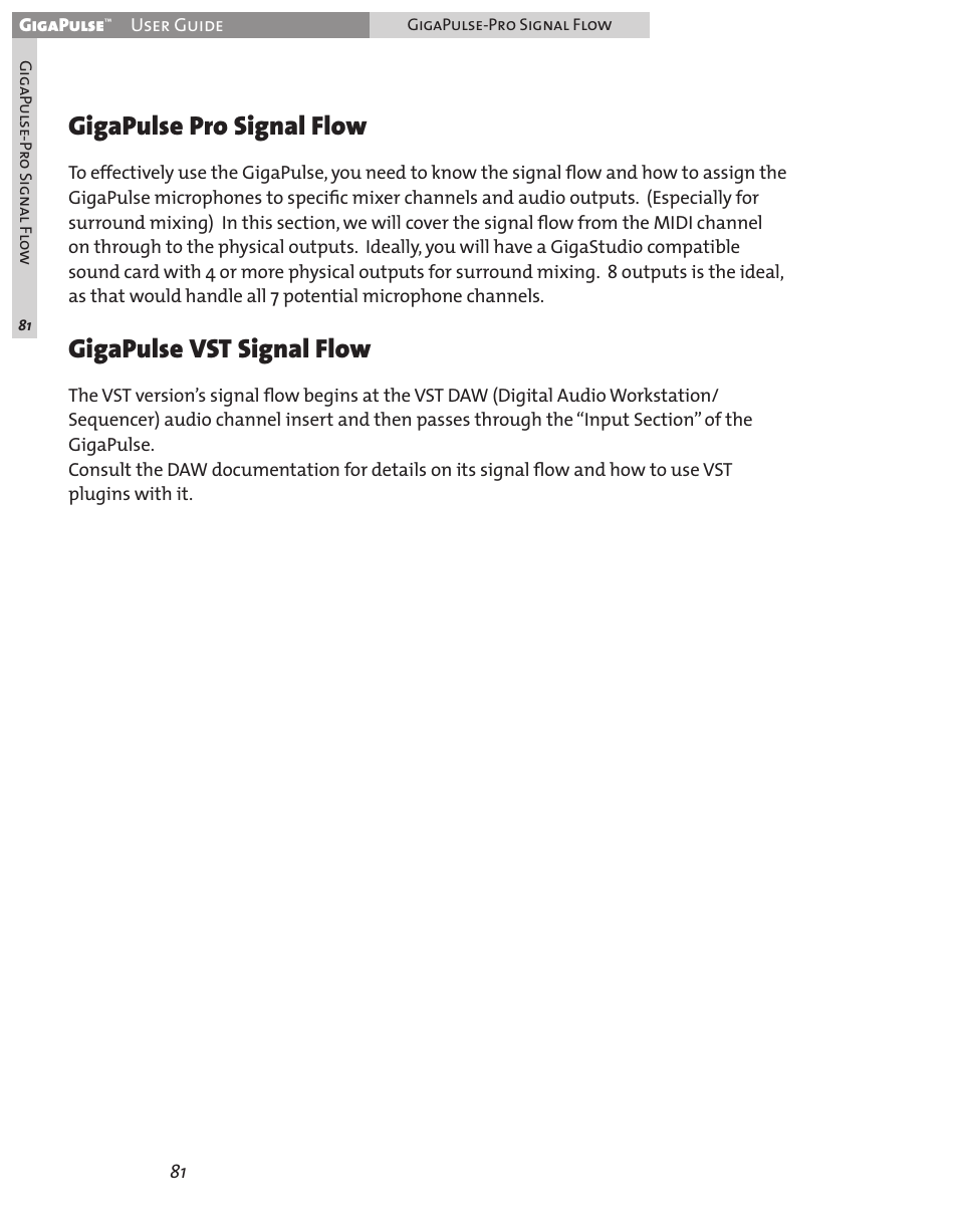 Gigapulse pro signal flow, Gigapulse vst signal flow | Teac GigaPulse User Manual | Page 81 / 191