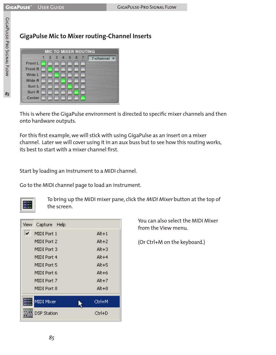 Gigapulse mic to mixer routing-channel inserts | Teac GigaPulse User Manual | Page 85 / 191