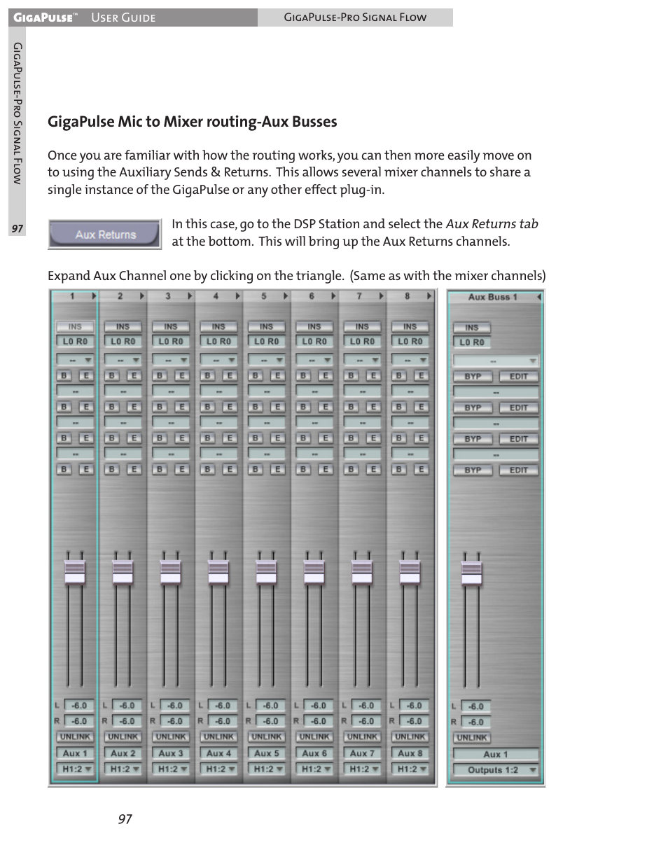 Gigapulse mic to mixer routing-aux busses | Teac GigaPulse User Manual | Page 97 / 191