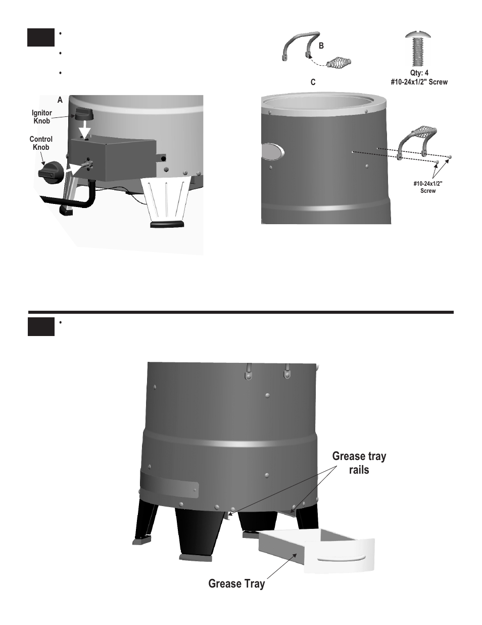 Grease tray rails grease tray | Char-Broil THE BIG EASY 7101366 User Manual | Page 14 / 20