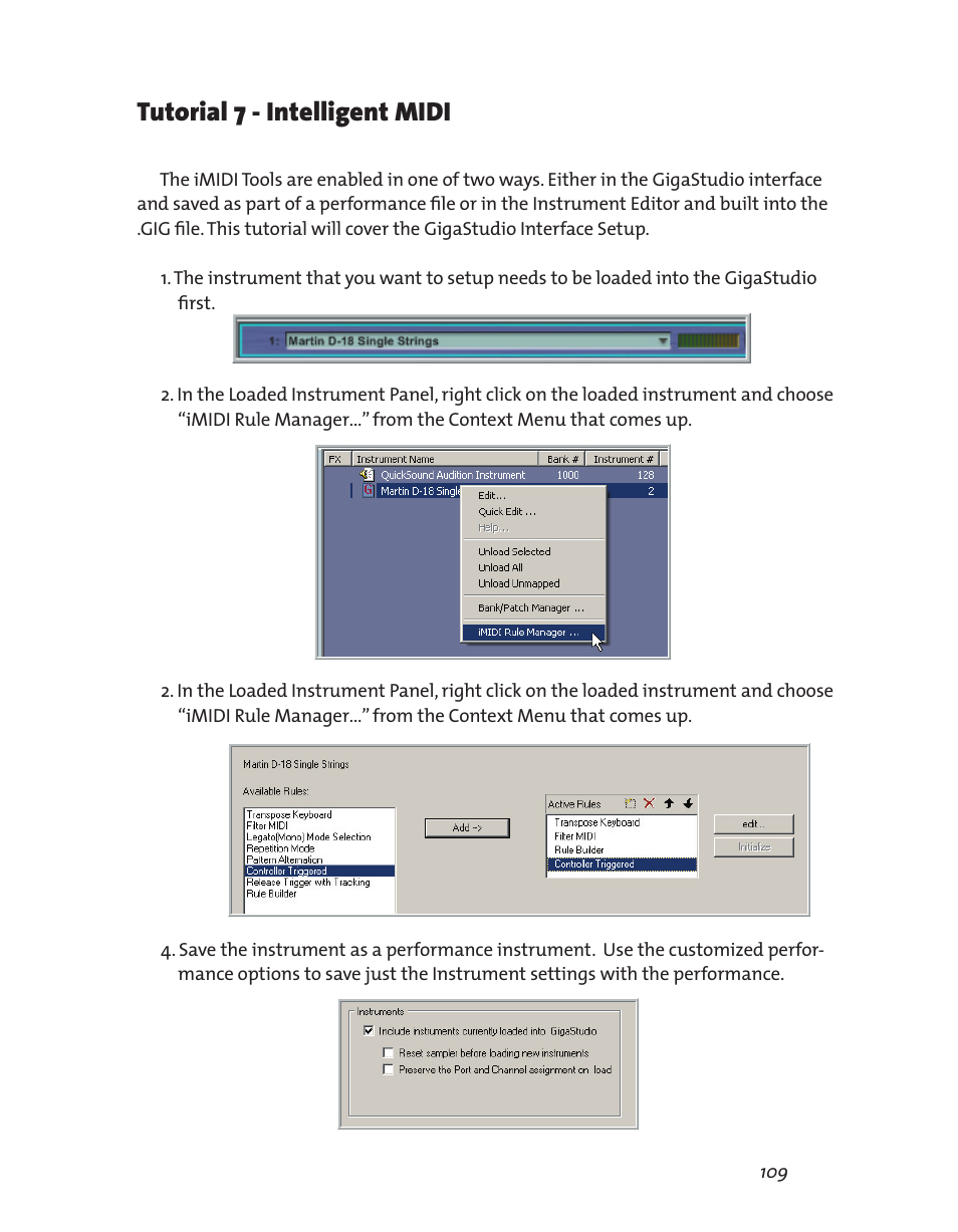 Tutorial 7 - intelligent midi | Teac GigaStudio 3 User Manual | Page 109 / 301