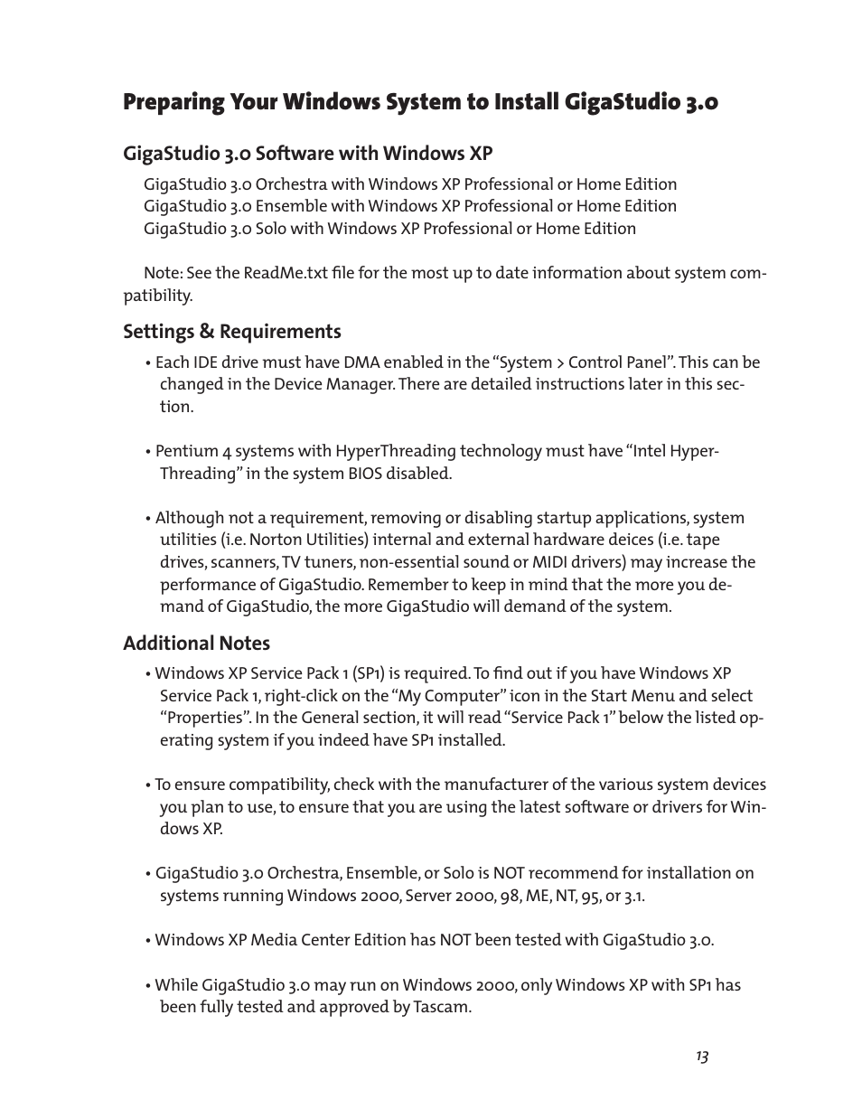 Teac GigaStudio 3 User Manual | Page 13 / 301