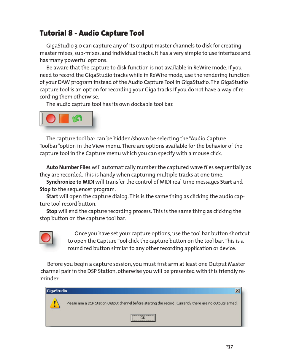 Tutorial 8 - audio capture tool | Teac GigaStudio 3 User Manual | Page 137 / 301