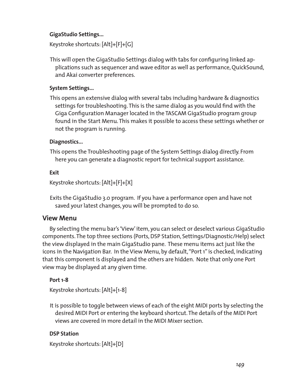 View menu | Teac GigaStudio 3 User Manual | Page 149 / 301