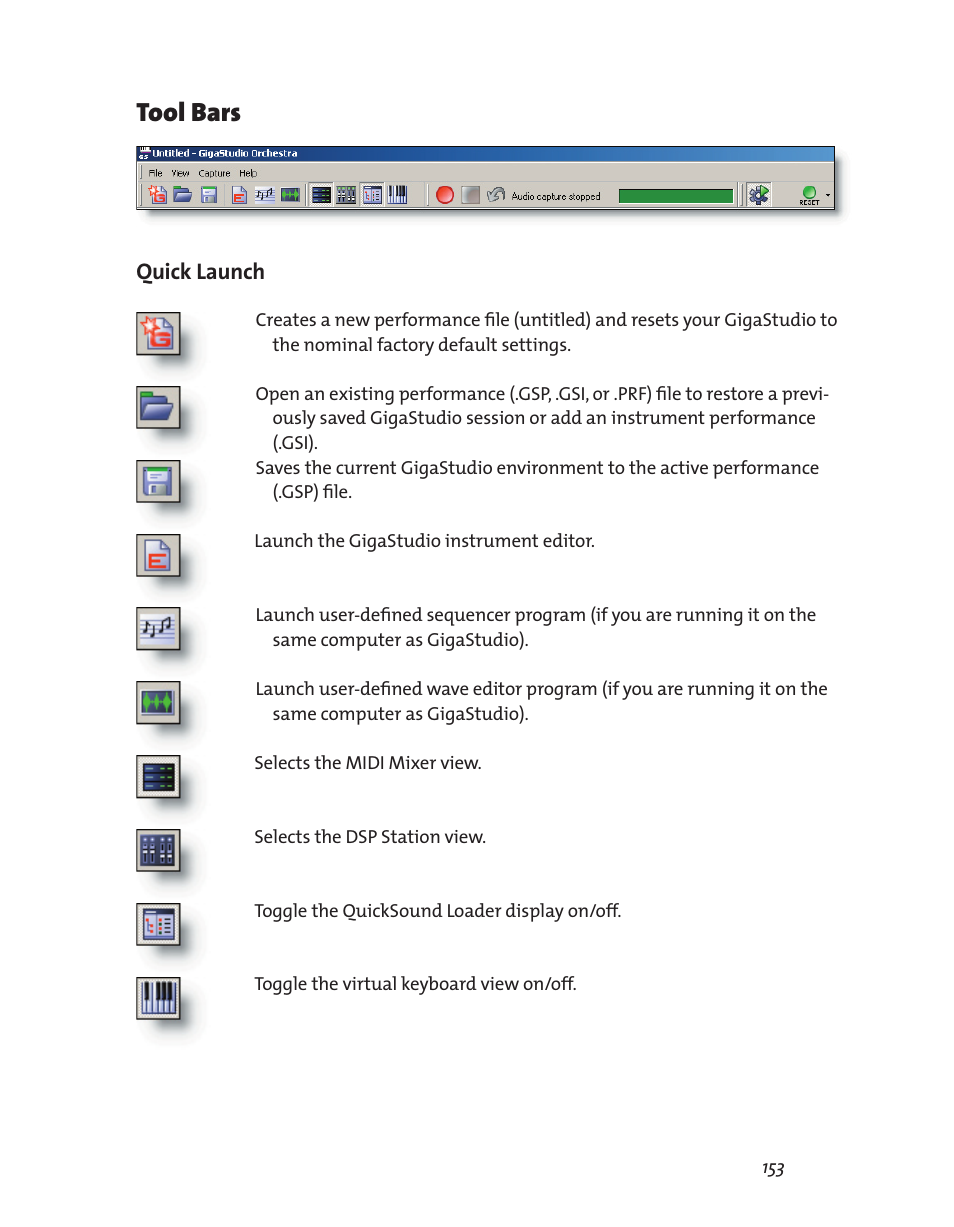 Tool bars | Teac GigaStudio 3 User Manual | Page 153 / 301