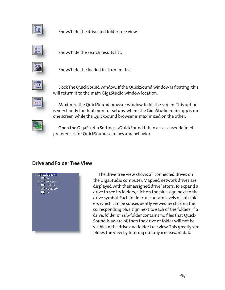 Drive and folder tree view | Teac GigaStudio 3 User Manual | Page 185 / 301