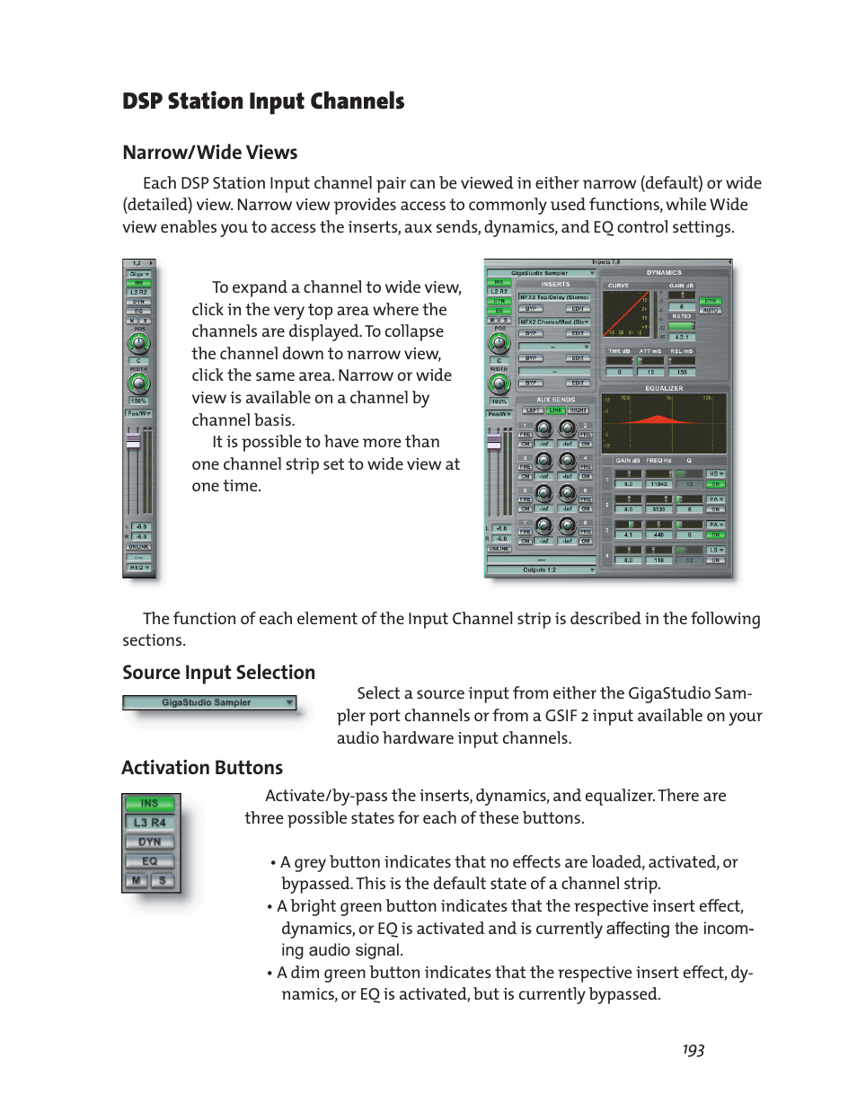 Dsp station input channels | Teac GigaStudio 3 User Manual | Page 193 / 301